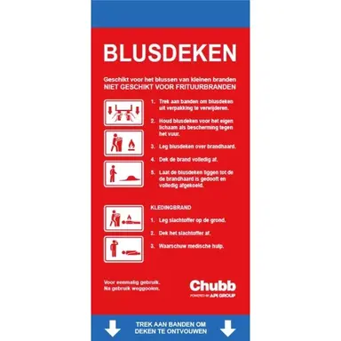 Chubb 809-144318 blusdeken 120x180cm in rode wandhouder