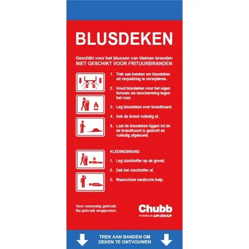 Chubb 809-144318 blusdeken 120x180cm in rode wandhouder