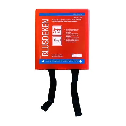 Chubb 809-144320 blusdeken 180x180cm in rode wandhouder