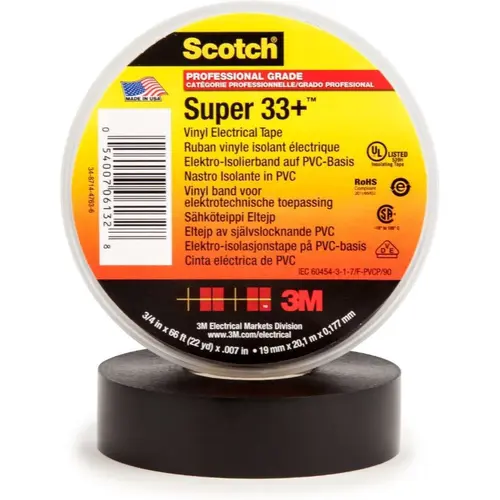 3M TS33+19X20 Tape 19mm x 20m Zwart d=0.18mm