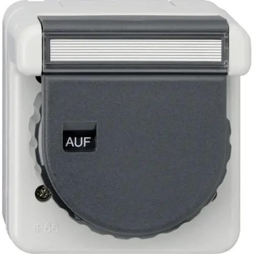 Gira 444031 wandcontactdoos randaarde klapdeksel bajonetsluiting tekstkader opbouw IP66