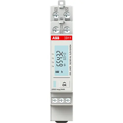 ABB D11 15 40 elektriciteitsmeter System pro M 1-fase 40A met LCD en pulsuitgang