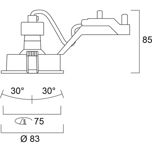 Sylvania 0084101 Inset Trend 75 Swing aluminium inbouwspot GU10 zwart IP23 excl. lichtbron