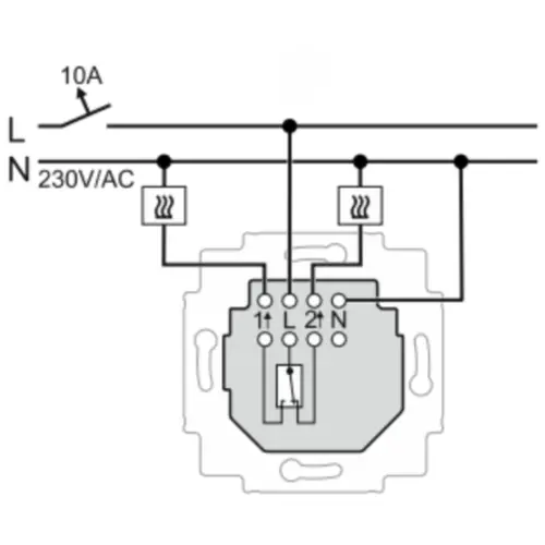 Busch-Jaeger 1097 U-101 elektronische kamerthermostaat wisselcontact 230V