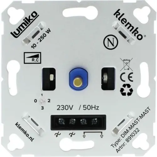 Klemko DIM-MAST-MAST Lumiko Master-Master LED dimmer fase-afsnijding 10 - 250 Watt