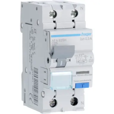 Hager AFA925H aardlekautomaat 1P+N 25A C-karakteristiek 6kA 300mA klasse A
