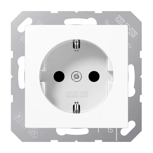 JUNG A 1520 KI WW wandcontactdoos randaarde Safety+ met klauwbevestiging A-range alpine wit