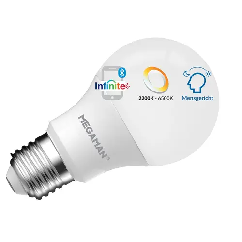 Megaman MM11531 LED-lamp bol E27 7W 810lm 2200-6500K Bluetooth opaal wit