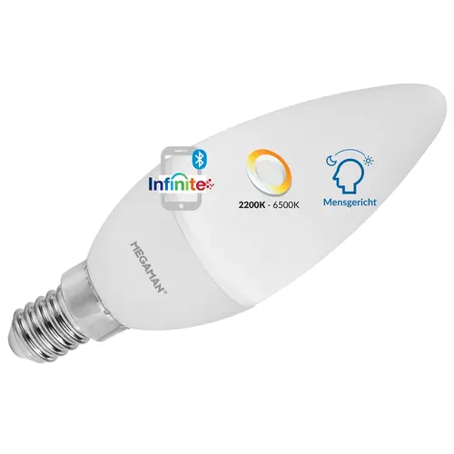 Megaman MM11530 LED-lamp kaars E14 4,9W 450lm 2200-6500K Bluetooth opaal wit