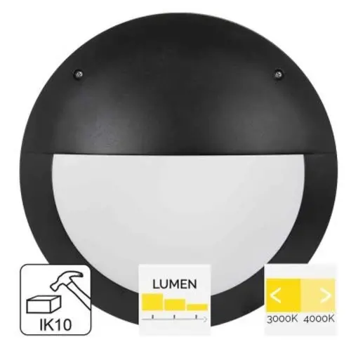 Megaman MM10554 plafondlamp fonda ooglid 10/15/22W 3000/4000K IP66 dimbaar zwart