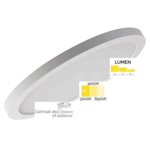 Megaman MM12789 downlight milena flexi inbouw opbouw rond 23W 3000/6500K UGR22 IP20