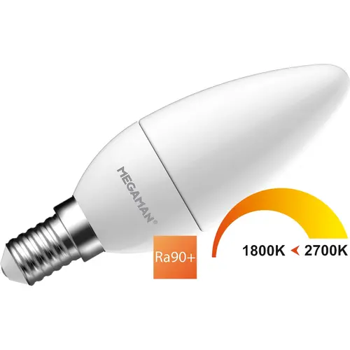Megaman MM11073 LED-lamp kaars E14 3,5W 250lm 1800-2700K dimbaar opaal wit
