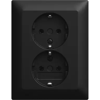 Busch-Jaeger 202 EUJR-915 wandcontactdoos 2-voudig randaarde voor enkele inbouwdoos Balance SI zwart mat