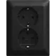 Busch-Jaeger 202 EUJR-915 wandcontactdoos 2-voudig randaarde voor enkele inbouwdoos Balance SI zwart mat