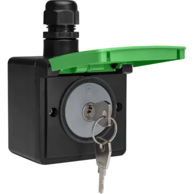 Niko 761-37871 Hydro wandcontactdoos fiets oplaadpunt met opbouwbak en slot zwart/groen