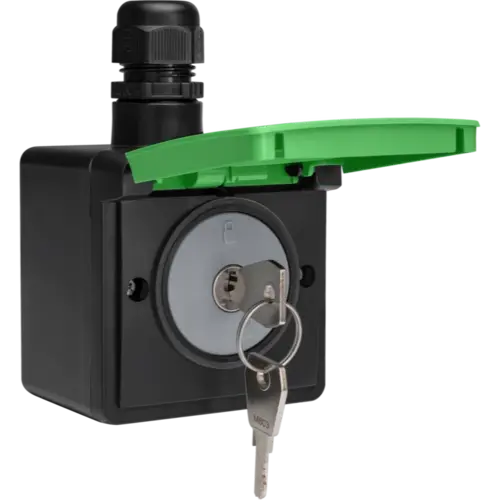 Niko 761-37871 Hydro wandcontactdoos fiets oplaadpunt met opbouwbak en slot zwart/groen
