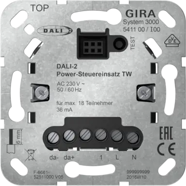 Gira 541100 Systeem 3000 DALI-2-dimmer met geïntegreerde voeding Tunable White