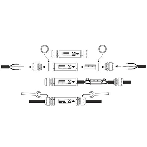 SLV 228730 verbindingsmof tbv 3-aderige kabels 6-12mm IP68