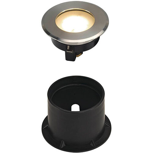 SLV 228412 vloerinbouwarmatuur rond 8cm LED 3,5W outdoor IP67 roestvrij staal geborsteld 3000K