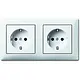 Busch-Jaeger 20-2 EUCJ-914-503 wandcontactdoos 2-voudig randaarde voorbedraad voor duo-inbouwdoos Balance SI wit glans