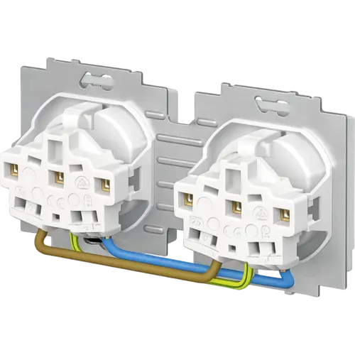Busch-Jaeger 20-2 EUCJ-914-503 wandcontactdoos 2-voudig randaarde voorbedraad voor duo-inbouwdoos Balance SI wit glans
