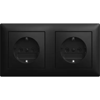 Busch-Jaeger 20-2 EUCJ-915-503 wandcontactdoos 2-voudig randaarde voorbedraad voor duo-inbouwdoos Balance SI zwart mat