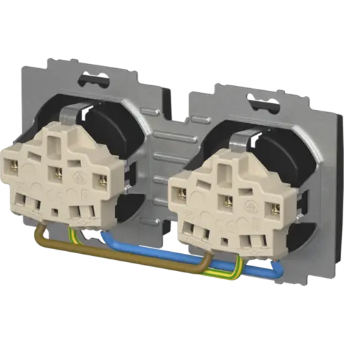 Busch-Jaeger 20-2 EUCJ-915-503 wandcontactdoos 2-voudig randaarde voorbedraad voor duo-inbouwdoos Balance SI zwart mat