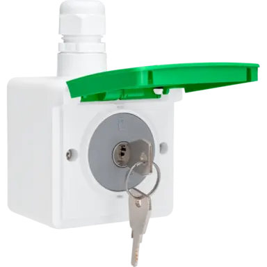 Niko 701-37871 Hydro wandcontactdoos fiets oplaadpunt met opbouwbak en slot wit/groen