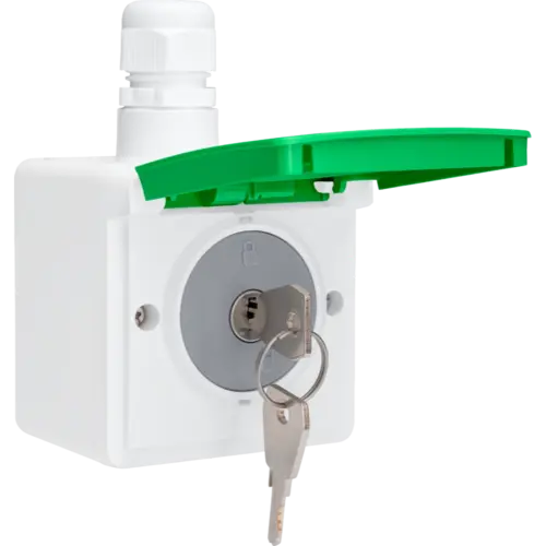 Niko 701-37871 Hydro wandcontactdoos fiets oplaadpunt met opbouwbak en slot wit/groen