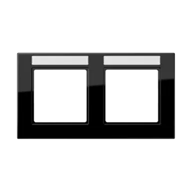 JUNG A 55820 BF NA SW afdekraam 2-voudig horizontaal met tekstvenster A550 zwart glans