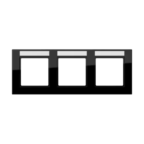 JUNG A 55830 BF NA SW afdekraam 3-voudig horizontaal met tekstvenster A550 zwart glans