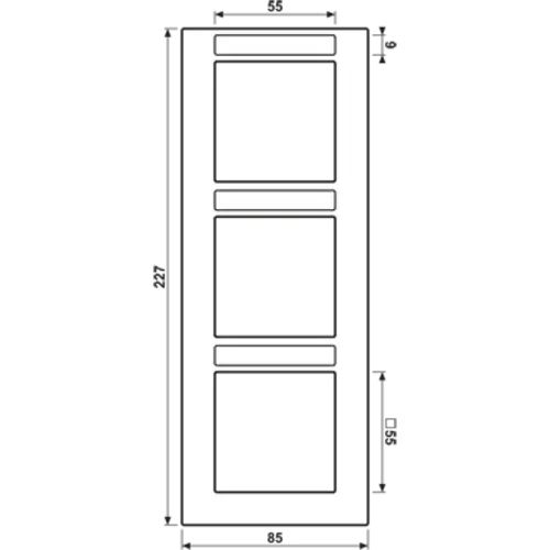 JUNG A 5583 BF NA SW afdekraam 3-voudig verticaal met tekstvenster A550 zwart glans