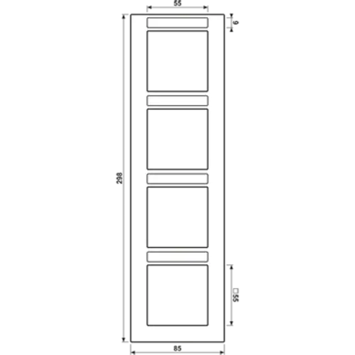 JUNG A 5584 BF NA WW afdekraam 4-voudig verticaal met tekstvenster A550 alpine wit