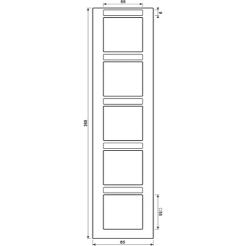 JUNG A 5585 BF NA SWM afdekraam 5-voudig verticaal met tekstvenster A550 grafietzwart mat