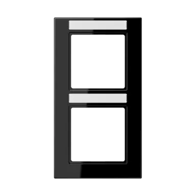 JUNG A 5582 BF NA SW afdekraam 2-voudig verticaal met tekstvenster A550 zwart glans