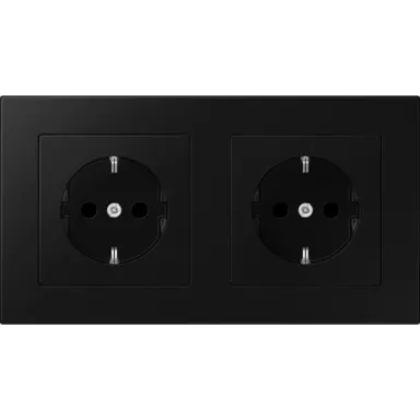 JUNG A 1520-2 BF SWM wandcontactdoos 2-voudig randaarde voorbedraad voor duo-inbouwdoos A550 grafietzwart mat