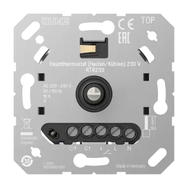 JUNG RTR 233 ruimtethermostaat voor het verwarmen of koelen met 230V relais