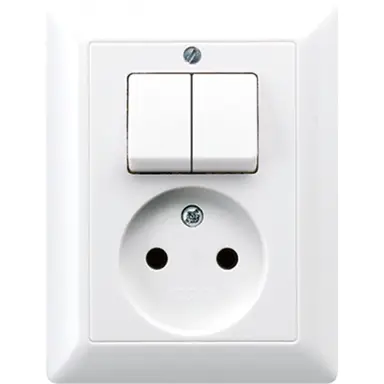 JUNG AS 5545 EU WW combinatie serieschakelaar/wandcontactdoos zonder randaarde AS500 alpine wit