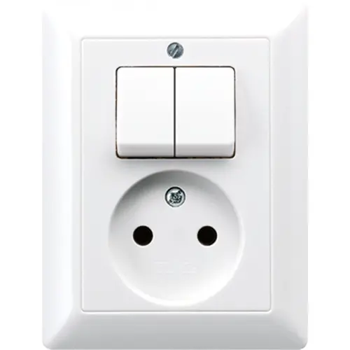 JUNG AS 5545 EU WW combinatie serieschakelaar/wandcontactdoos zonder randaarde AS500 alpine wit