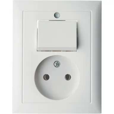 Berker 6143668989 combinatie schakelaar/wandcontactdoos zonder randaarde S1/B3/B7 wit glans