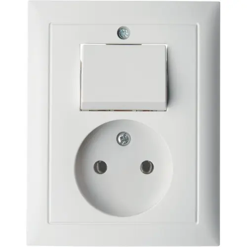 Berker 6143668989 combinatie schakelaar/wandcontactdoos zonder randaarde S1/B3/B7 wit glans