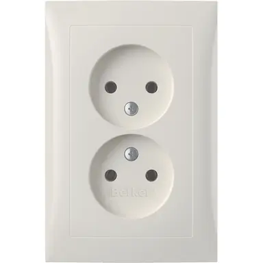 Berker 47958989 wandcontactdoos 2-voudig zonder randaarde kindveilig voor enkele inbouwdoos S1 wit glans