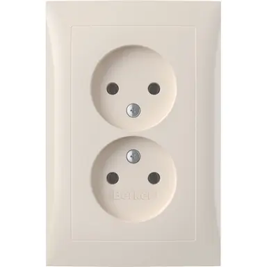 Berker 47958982 wandcontactdoos 2-voudig zonder randaarde kindveilig voor enkele inbouwdoos S1 creme glans