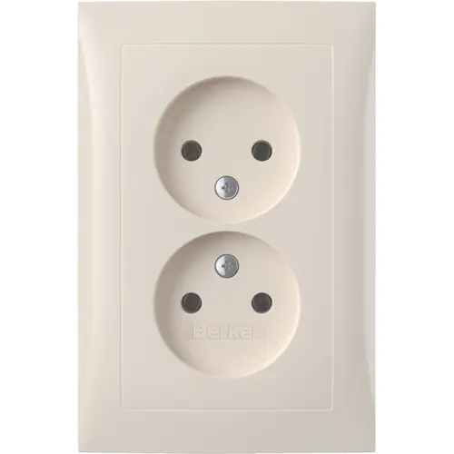 Berker 47958982 wandcontactdoos 2-voudig zonder randaarde kindveilig voor enkele inbouwdoos S1 creme glans