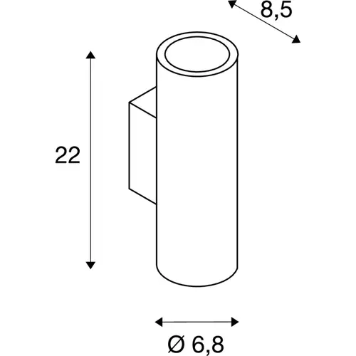 SLV 151801 Enola B up/down wand opbouwarmatuur GU10-fitting max. 2x50W excl. lichtbron wit