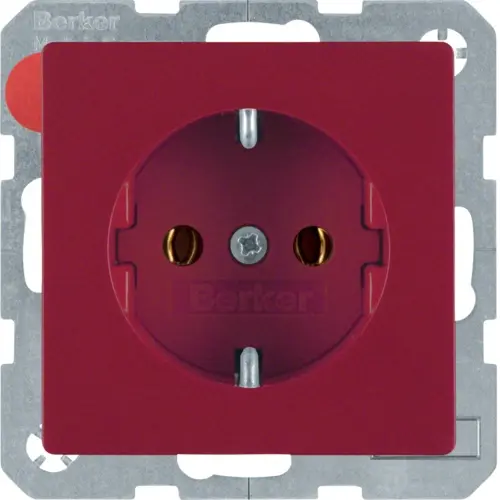 Berker 47436012 wandcontactdoos randaarde Q1/Q3/Q7 rood