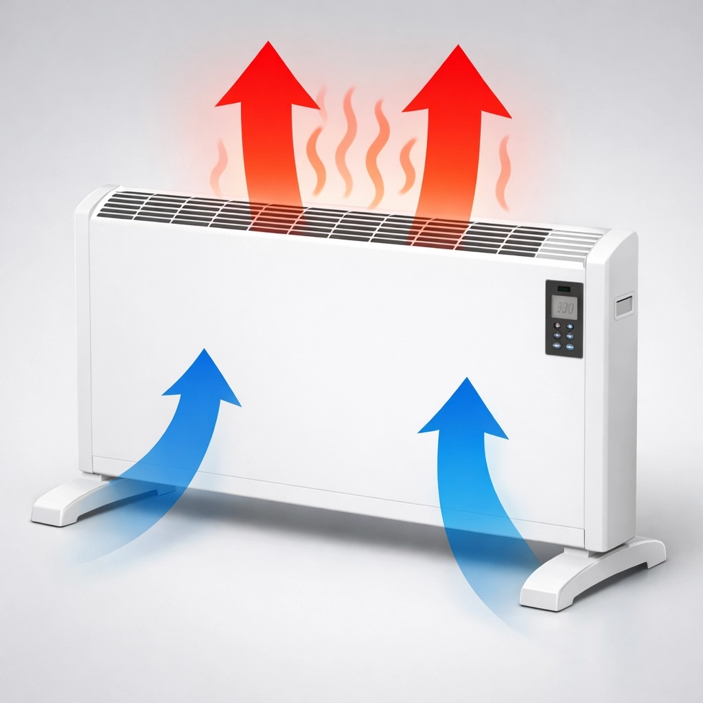 werking elektrische convector met luchtcirculatie