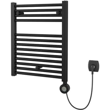 Masterwatt 300210010 Calor Scala elektrische badkamerradiator olie-/vloeistof gevuld 300 Watt staal zwart IP44 met schakelklok