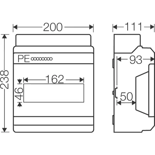 Hensel KV 9109 B verdeelkast 9-modulen 1-rij DIN 238x200mm IP65 met transparante deur