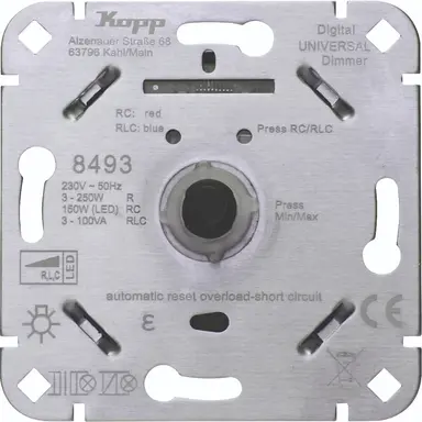 Kopp 849300512 LED-draaidimmer universeel met druk-wisselschakelaar 3-150W